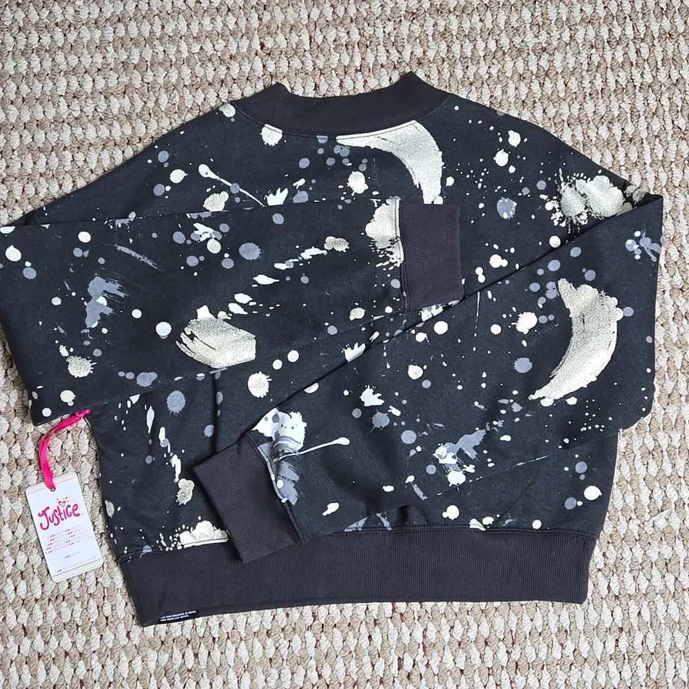 Justice Sport Mockneck Sweater Paint Splatter XL 16 / 18 Sweatshirt Top